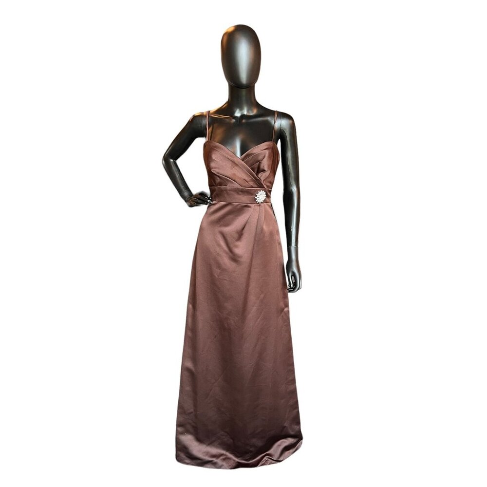 Brown Satin Sweetheart Full Length Formal Gown - Alfred Angelo